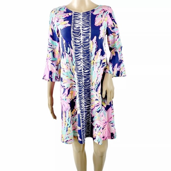 Lilly Pulitzer Ophelia Dress Bright Navy Al Fresco - Picture 2 of 6
